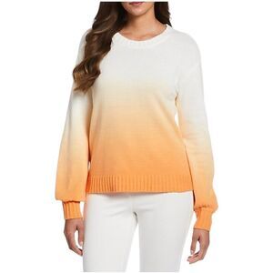 Ella Rafaella Ombre Pullover Sweater Mock Orange White Knit Size XL